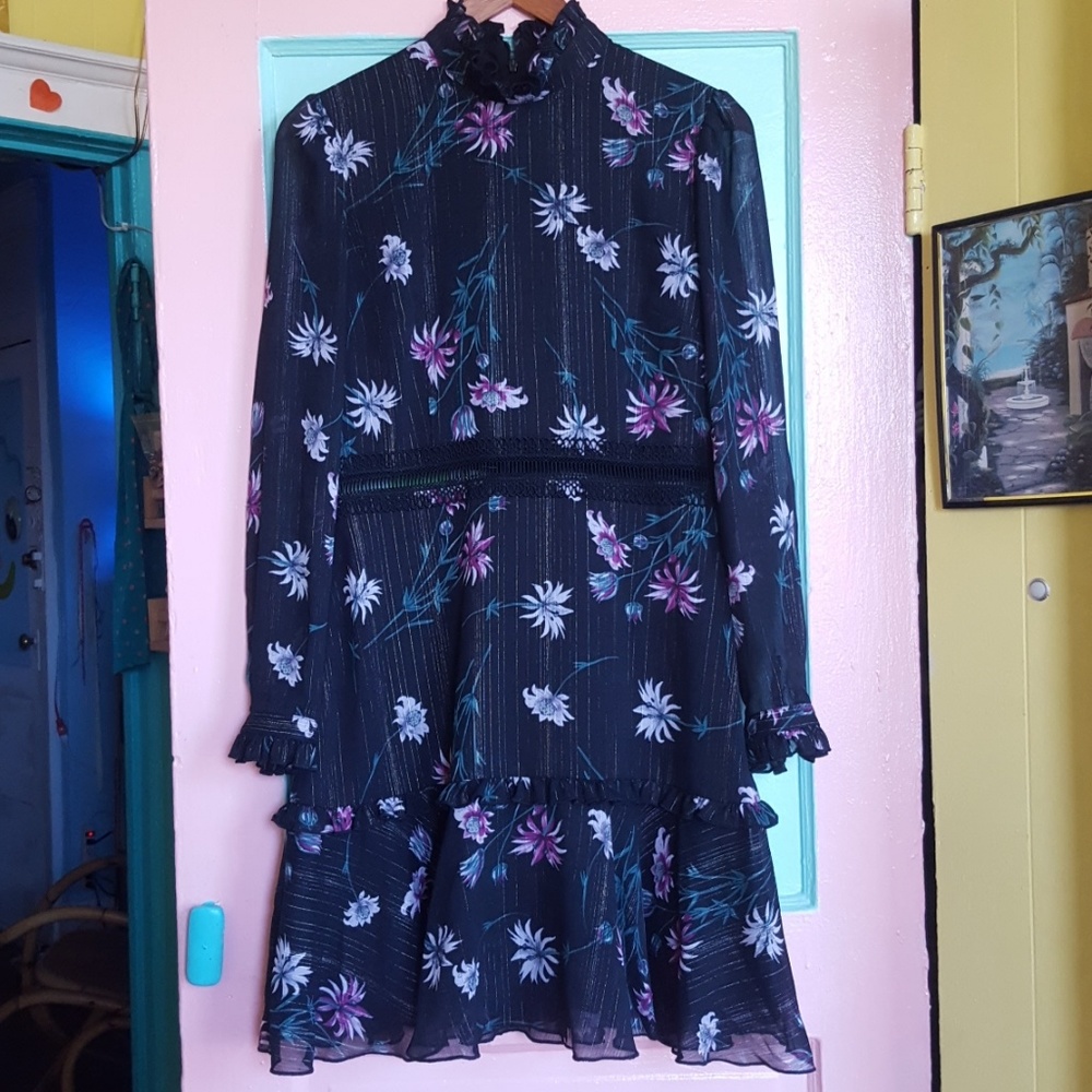 Black Floral Anthropologie Dress